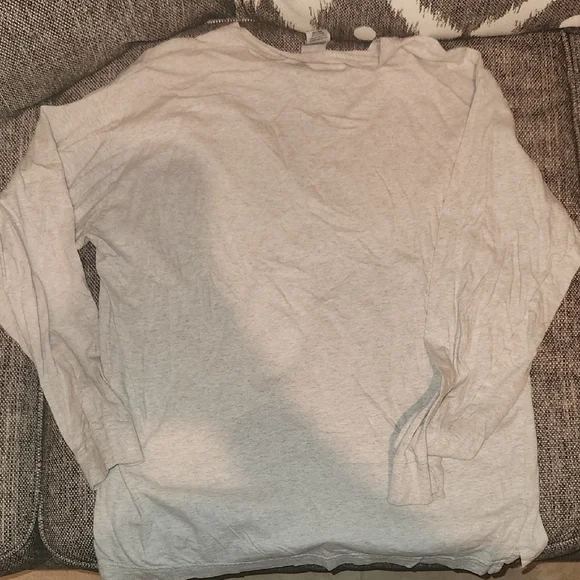 PINK Victoria's Secret Long Sleeve Tee - Gray with Gold Accents - Picture 5 of 5